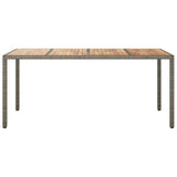 Garden Table 190x90x75 cm Poly Rattan and Acacia Wood Grey
