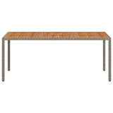 Garden Table 190x90x75 cm Poly Rattan and Acacia Wood Grey