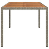 Garden Table 190x90x75 cm Poly Rattan and Acacia Wood Grey