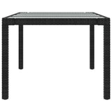 Garden Table Black 250x100x75 cm Tempered Glass and Poly Rattan