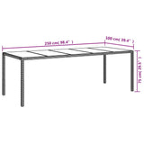 Garden Table Beige 250x100x75 cm Tempered Glass and Poly Rattan