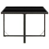 Garden Table Black 109x107x74 cm Poly Rattan and Glass