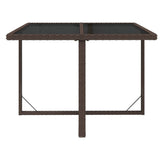 Garden Table Brown 109x107x74 cm Poly Rattan and Glass