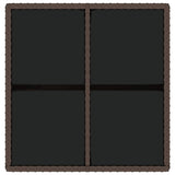 Garden Table Brown 109x107x74 cm Poly Rattan and Glass