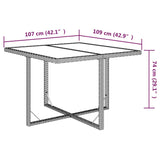 Garden Table Brown 109x107x74 cm Poly Rattan and Glass