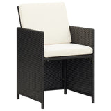 Garden Dining Chairs with Cushions 4 pcs Black Poly Rattan