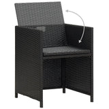 Garden Dining Chairs with Cushions 4 pcs Black Poly Rattan