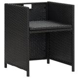 Garden Dining Chairs with Cushions 4 pcs Black Poly Rattan