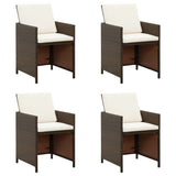 vidaXL Garden Dining Chairs with Cushions 4 pcs Brown Poly Rattan