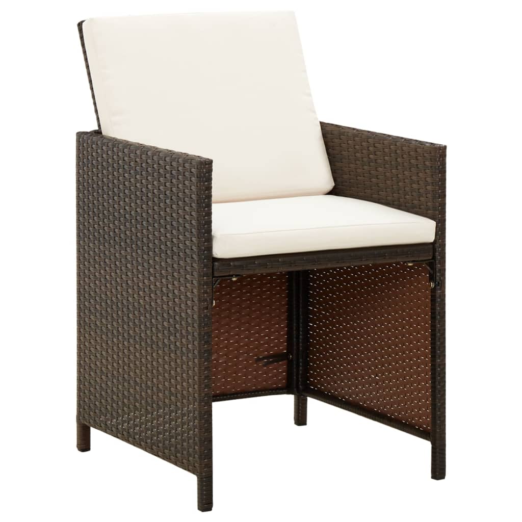 Garden Dining Chairs with Cushions 4 pcs Brown Poly Rattan