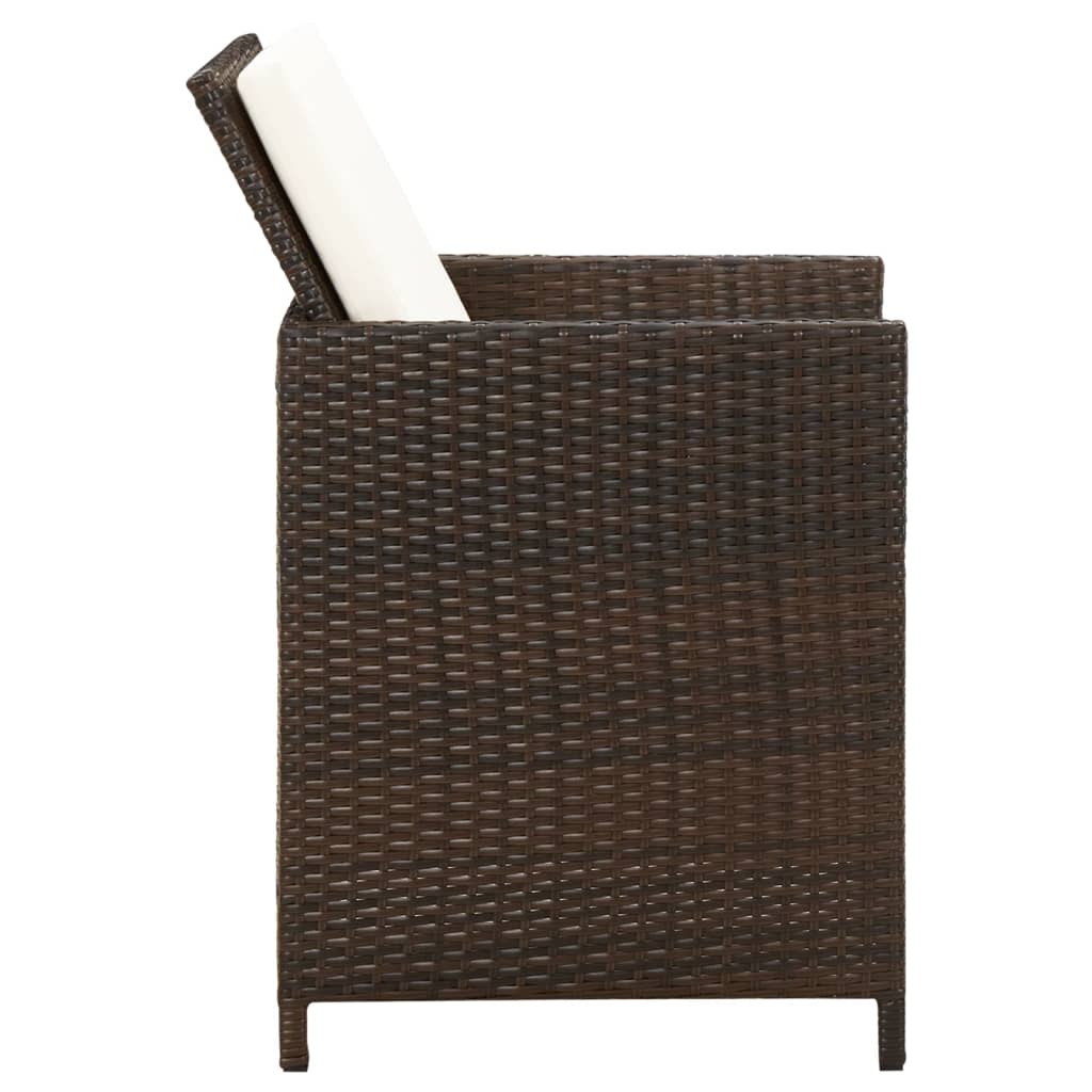 Garden Dining Chairs with Cushions 4 pcs Brown Poly Rattan