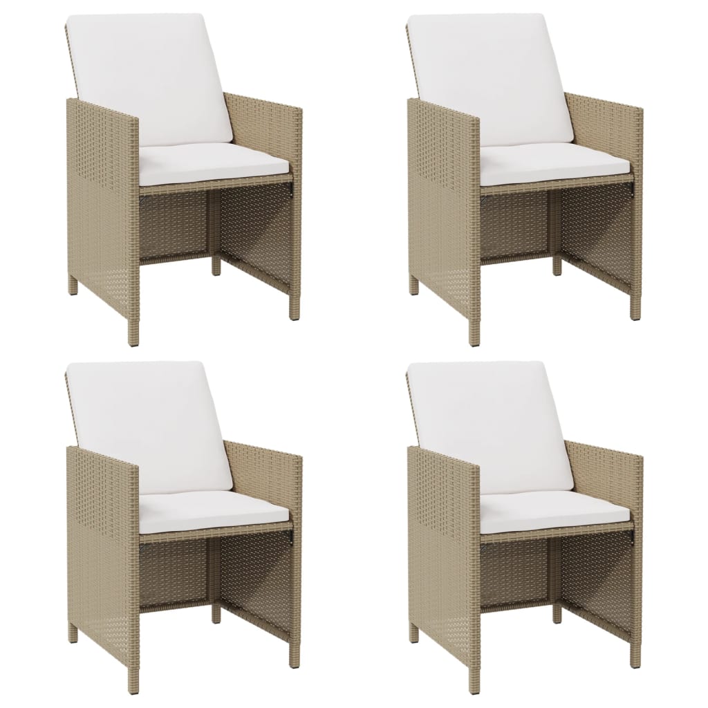 vidaXL Garden Dining Chairs with Cushions 4 pcs Beige Poly Rattan