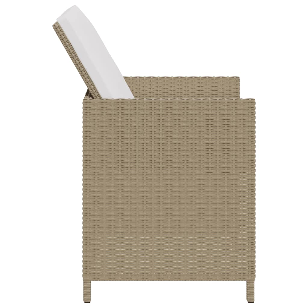 vidaXL Garden Dining Chairs with Cushions 4 pcs Beige Poly Rattan