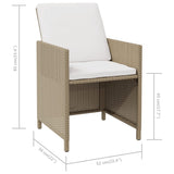 vidaXL Garden Dining Chairs with Cushions 4 pcs Beige Poly Rattan