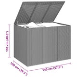 Garden Cushion Box PE Rattan 145x100x103 cm Brown