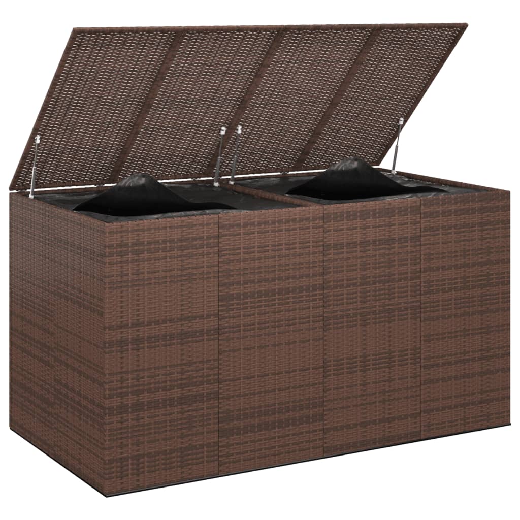 Garden Cushion Box PE Rattan 194x100x103 cm Brown