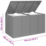Garden Cushion Box PE Rattan 194x100x103 cm Brown