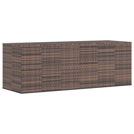 Garden Cushion Box PE Rattan 291x100.5x104 cm Brown