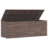 Garden Cushion Box PE Rattan 291x100.5x104 cm Brown