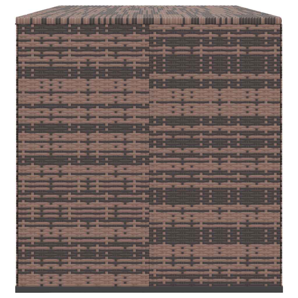 Garden Cushion Box PE Rattan 291x100.5x104 cm Brown