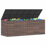 Garden Cushion Box PE Rattan 291x100.5x104 cm Brown