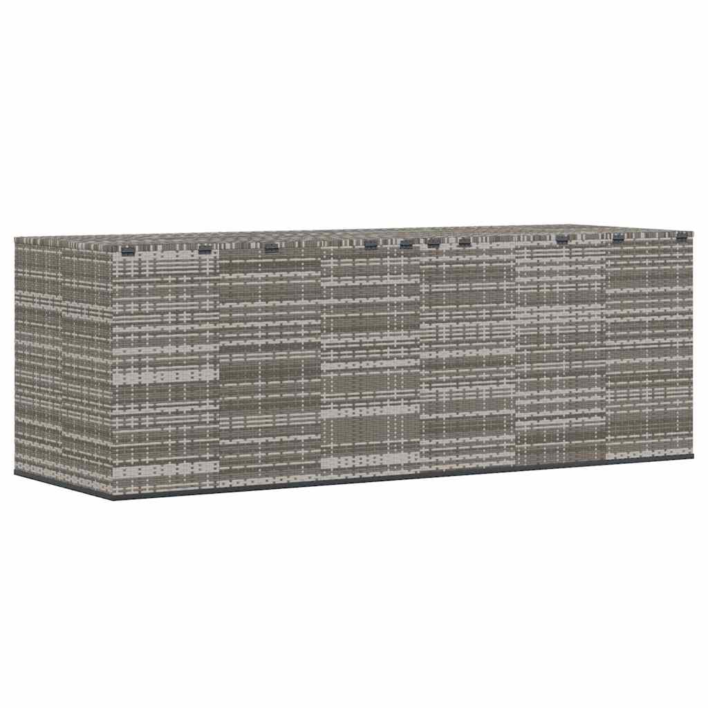Garden Cushion Box PE Rattan 291x100.5x104 cm Grey