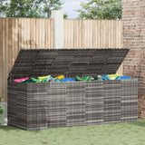 Garden Cushion Box PE Rattan 291x100.5x104 cm Grey