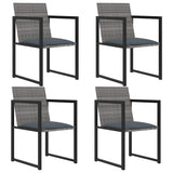 5 Piece Outdoor Dining Set with Cushions Poly Rattan Grey