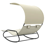 Rocking Double Sun Lounger with Canopy Cream