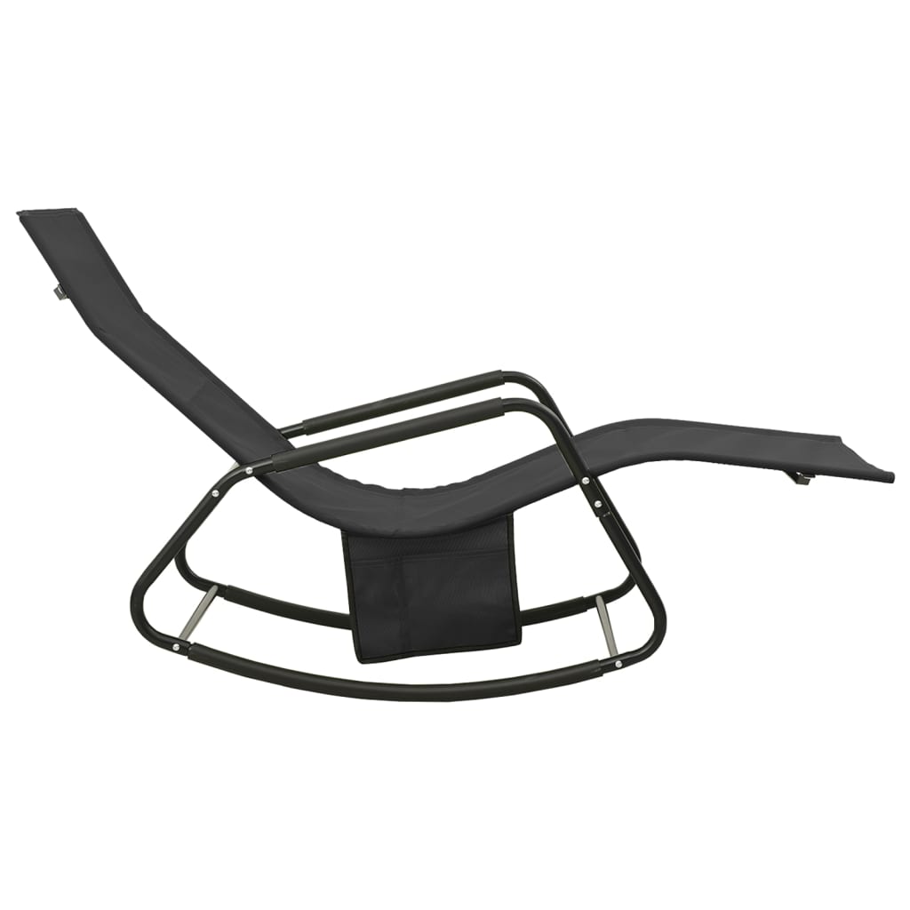 Sun Lounger Steel and Textilene Black