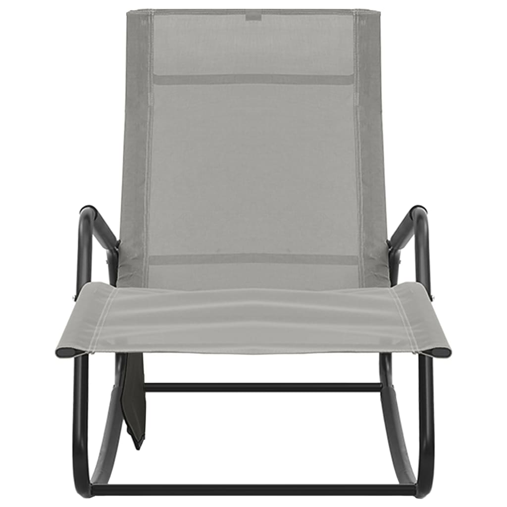 Sun Lounger Steel and Textilene Grey