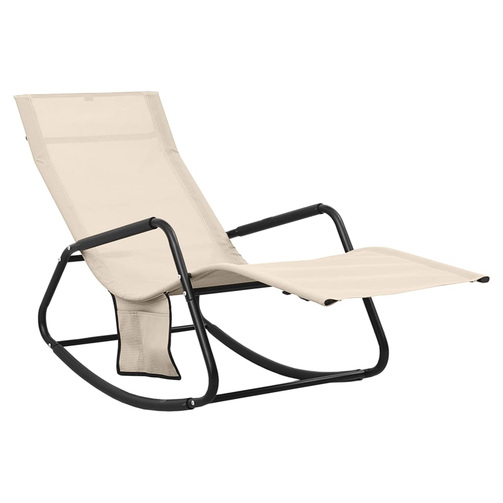 Sun Lounger Steel and Textilene Cream