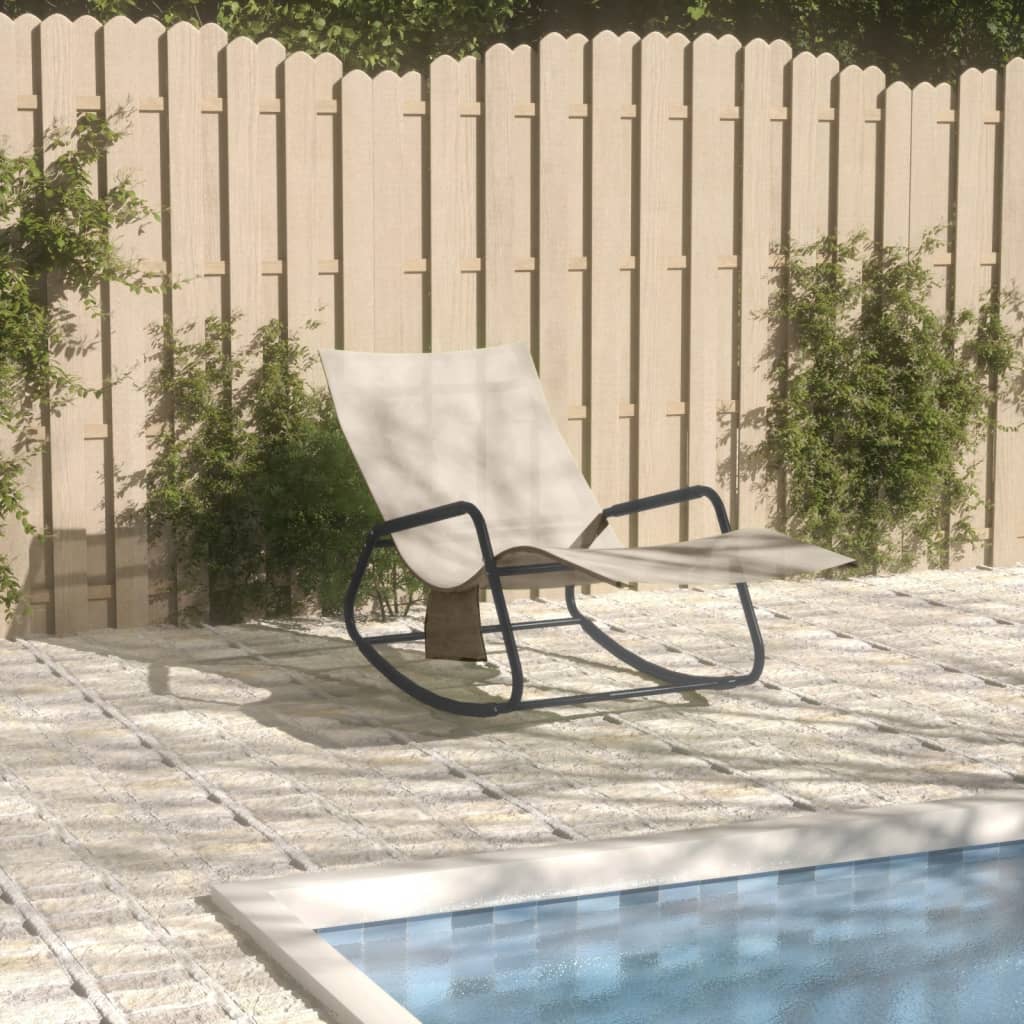 Sun Lounger Steel and Textilene Cream