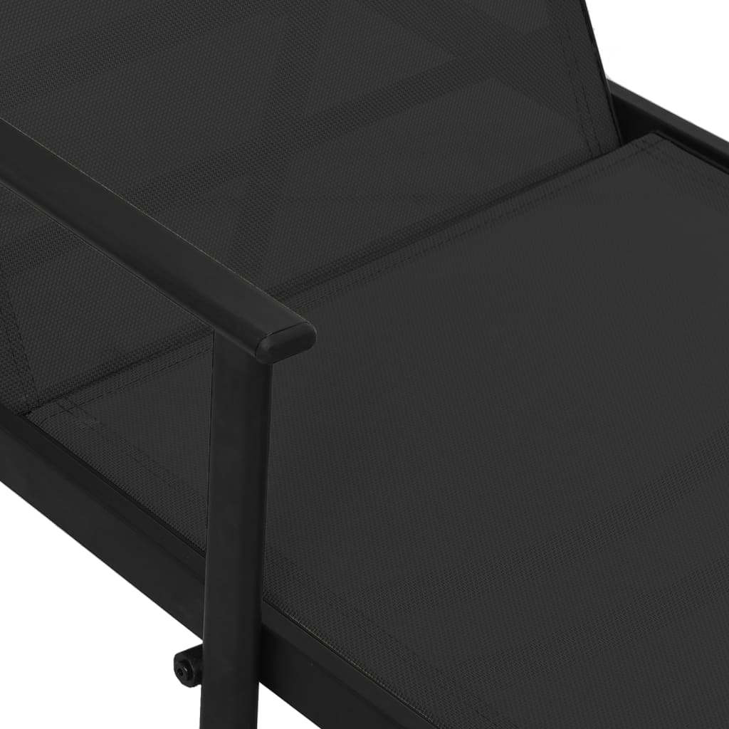 Sun Lounger Steel and Textilene Fabric Black