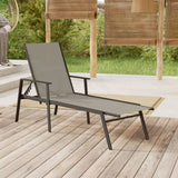 Sun Lounger Steel and Textilene Fabric Grey