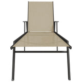 Sun Lounger Steel and Textilene Fabric Cream