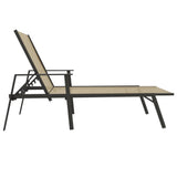 Sun Lounger Steel and Textilene Fabric Cream