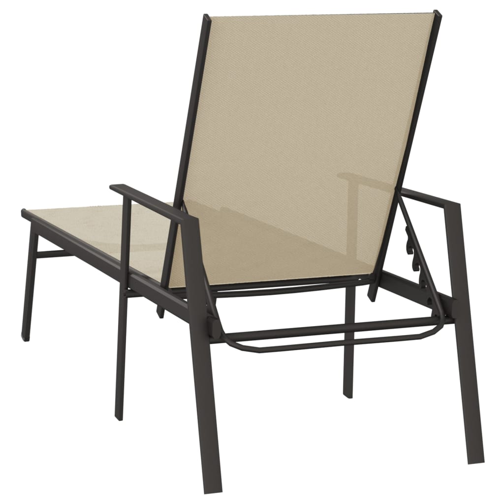 Sun Lounger Steel and Textilene Fabric Cream