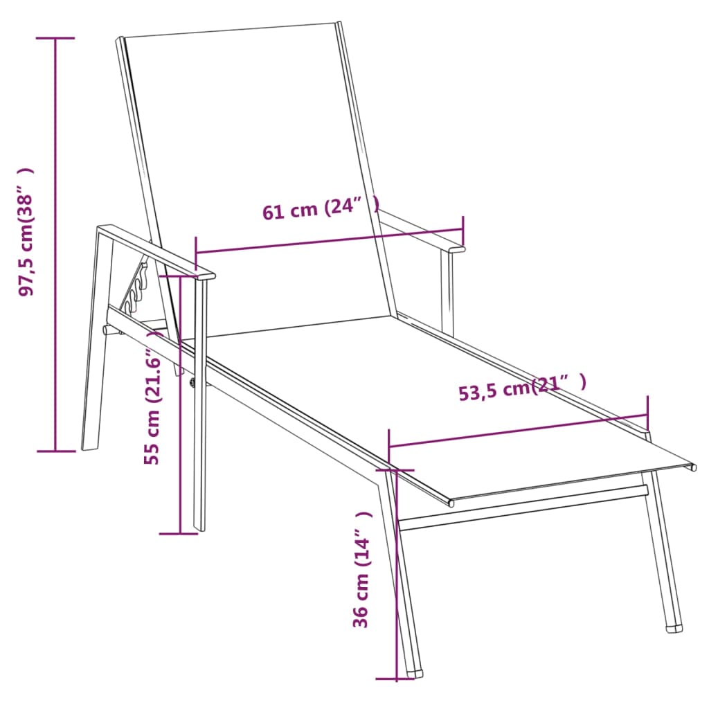 Sun Lounger Steel and Textilene Fabric Cream