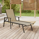 Sun Lounger Steel and Textilene Fabric Cream