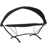 Outdoor Lounge Bed with Canopy Black Steel and Oxford Fabric