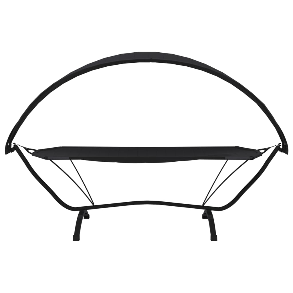 Outdoor Lounge Bed with Canopy Black Steel and Oxford Fabric