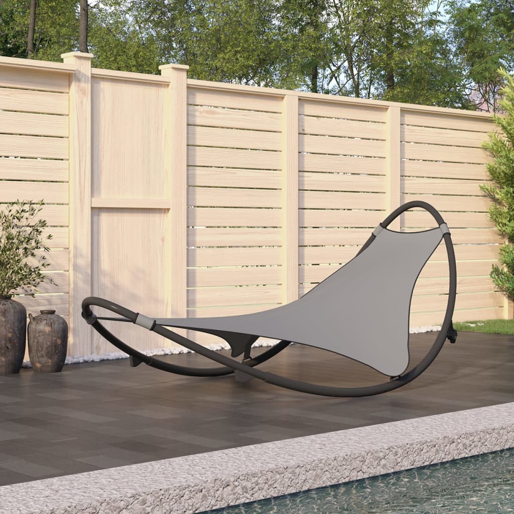 Rocking Sun Lounger with Wheels Steel & Textilene Fabric Grey