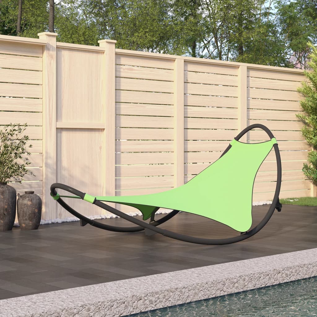 Rocking Sun Lounger with Wheels Steel & Textilene Fabric Green