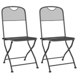 vidaXL Folding Garden Chairs 2 pcs Expanded Metal Mesh Anthracite