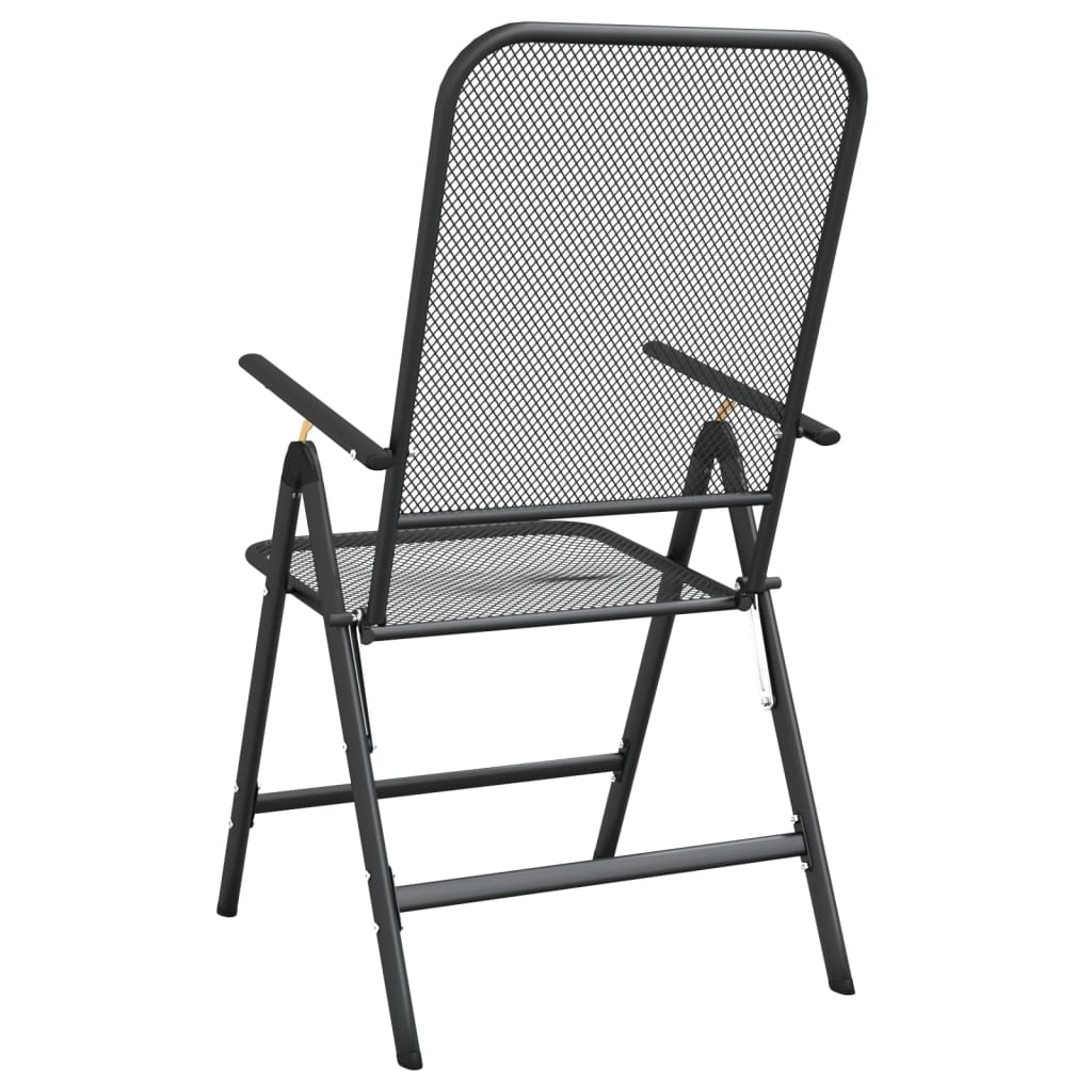 vidaXL Folding Garden Chairs 2 pcs Expanded Metal Mesh Anthracite