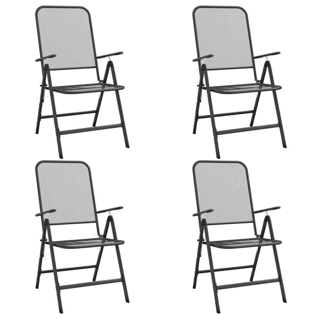 Folding Garden Chairs 4 pcs Expanded Metal Mesh Anthracite