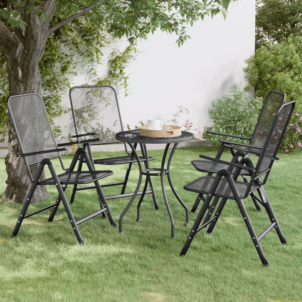 Folding Garden Chairs 4 pcs Expanded Metal Mesh Anthracite