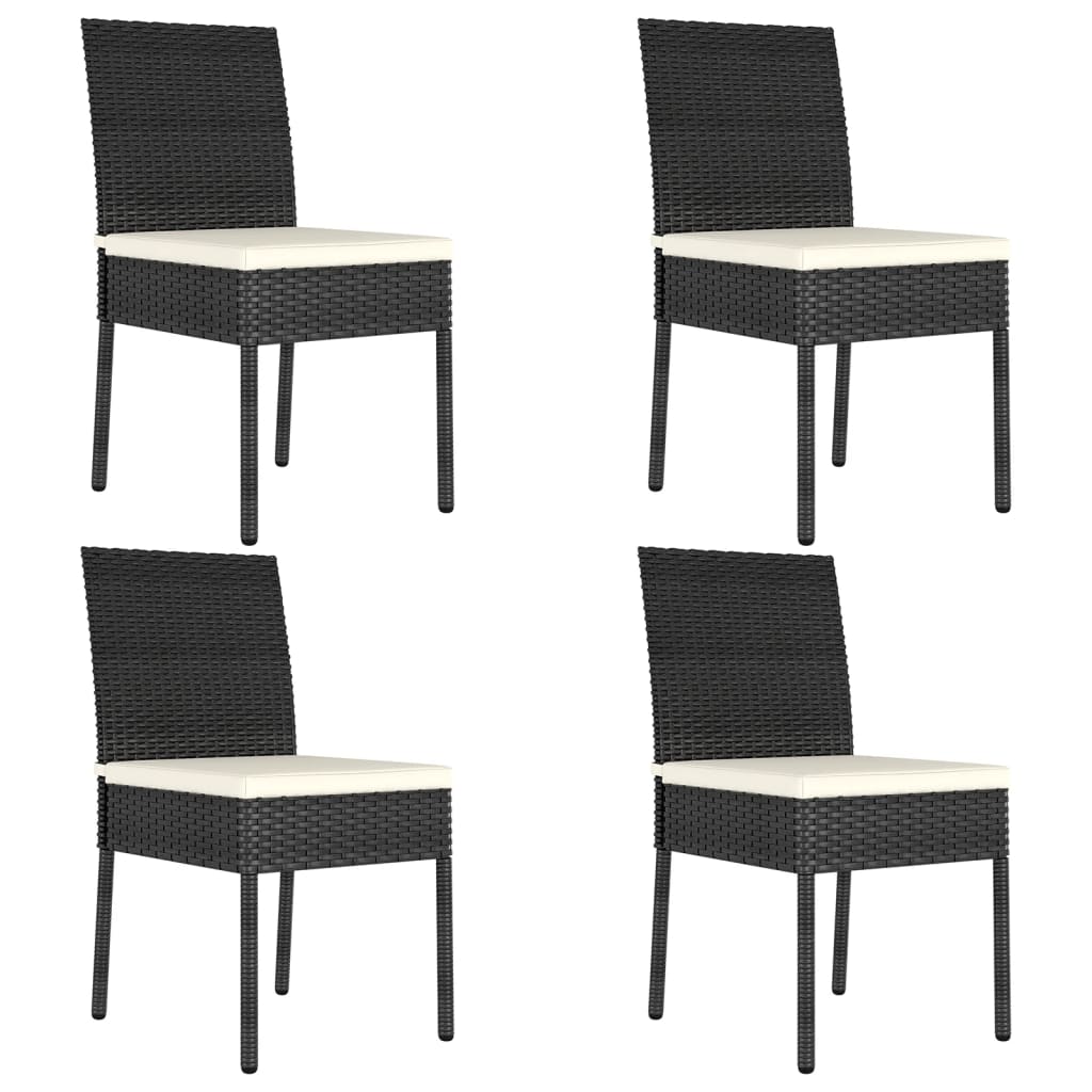 vidaXL Garden Dining Chairs 4 pcs Poly Rattan Black