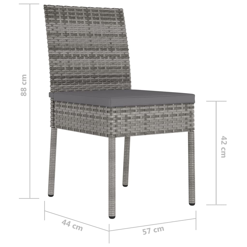 Garden Dining Chairs 2 pcs Poly Rattan Grey